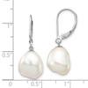 14K White Gold 13x15mm Keshi White FWC Pearl Dangle Earrings