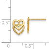 14K Yellow Gold Polished Double Heart Post Earrings