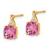 14k Checkerboard Created Pink Sapphire and Diamond Earrings 14k Checkerboard Created Pink Sapphire and Diamond Earrings