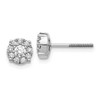 14k White Gold Cluster Diamond Screw Back Post Earrings