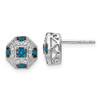 14k White Gold Fancy White and Blue Diamond Post Earrings