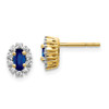 14k Yellow Gold Diamond and Sapphire Oval Halo Earrings