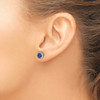 14k White Gold Diamond and Sapphire Circle Post Earrings