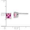 14k White Gold Square Created Pink Sapphire Earrings