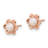 14K Rose Gold 3-4mm Button White FWC Pearl Flower Earrings