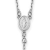 14k White Gold Diamond-cut 3mm Beaded Rosary 24 inch Necklace