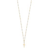 14k Tri-color Diamond-cut Beaded Polished Cross Necklace