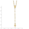 14k Gold Polished & D/C w/3in ext. Rosary Necklace
