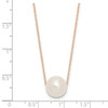 14K Rose Gold 10-11mm Round White FWC Pearl Rope Necklace
