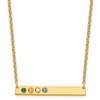 10KY 4 Birthstone w/ 18k Bezel Large Bar Necklace