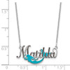 10K White Gold Enameled Name Plate Mermaid Necklace