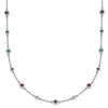 14k White Gold Ruby/Sapph/Emerald/Wht. Topaz 18in. Station Necklace
