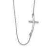 14k White Gold Large Sideways Curved Cross Necklace