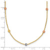 14k Tri-color Polished & D/C Beaded Necklace