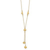 14k Polished Diamond-cut Puffed Hearts w/2in Ext. Y-Necklace