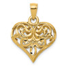 14K Polished 3-D Filigree Puffed Heart Pendant