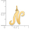 14KY Script Letter N Initial Charm