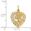 14k Heart Letter B Charm