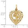 14k Heart Letter P Charm