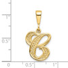 14KY Polished Script Filigree Letter C Initial Pendant