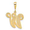 14KY Polished Script Filigree Letter W Initial Pendant