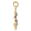 14K Two-Tone 3D Anchor W/Rope Pendant