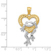 14k and Rhodium D/C Frog in Heart Pendant