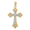14k w/Rhodium Textured Cross Pendant