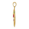 14K Enameled Hummingbird and Flower in Circle Pendant