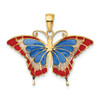 14K Blue and Red Enameled Butterfly Pendant