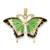 14K Green Enameled Butterly Pendant