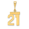 14k Small Polished Number 21 Charm