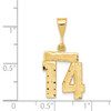 14k Small Brushed Diamond-cut Number 14 Charm 14k Small Brushed Diamond-cut Number 14 Charm