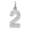 14kw Small Brushed Diamond-cut Number 2 Charm