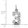 14kw Small Brushed Diamond-cut Number 3 Charm