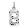 14kw Small Brushed Diamond-cut Number 8 Charm
