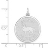 14k White Gold Polished Engravable Golden Retriever Disc Charm