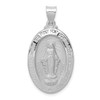 14k White Gold Polished/Satin Miraculous Medal Hollow Pendant
