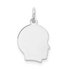 14k White Plain Small Facing Right Engravable Boy Charm