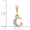 14KY with Rhodium Diamond Letter G Initial Pendant