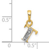 14KY with Rhodium Diamond Letter T Initial Pendant