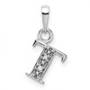14KW Rhodium-plated Diamond Letter T Initial Pendant 14KW Rhodium-plated Diamond Letter T Initial Pendant