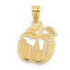 14k with White Rhodium Cut-out New York Skyline in Apple Pendant