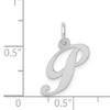 14k White Gold Small Fancy Script Letter P Initial Charm