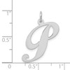 14k White Gold Large Fancy Script Letter P Initial Charm