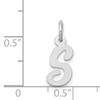 14k White Gold Small Script Letter S Initial Charm