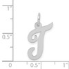 14k White Gold Medium Script Letter T Initial Charm
