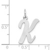 14k White Gold Large Script Letter K Initial Charm