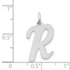 14k White Gold Large Script Letter R Initial Charm
