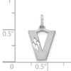 14KW Satin Diamond-cut Letter V Initial Charm